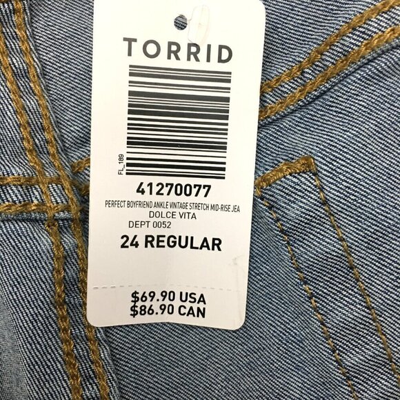 NEW Torrid Women's Jeans Perfect Boyfriend Ankle Stretch size 24 length 28" - Picture 4 of 9